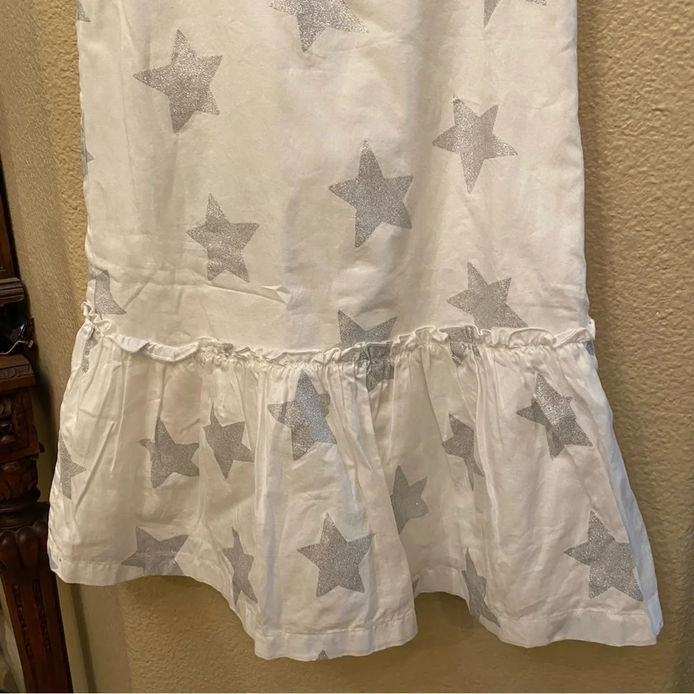 HANNA ANDERSSON Girls Kids Silver Glittery Stars Dress Size 5 Yrs